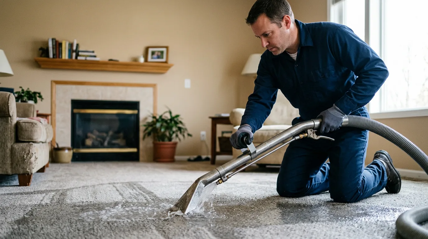 Water damage restoration technician working near Brooklyn, WI